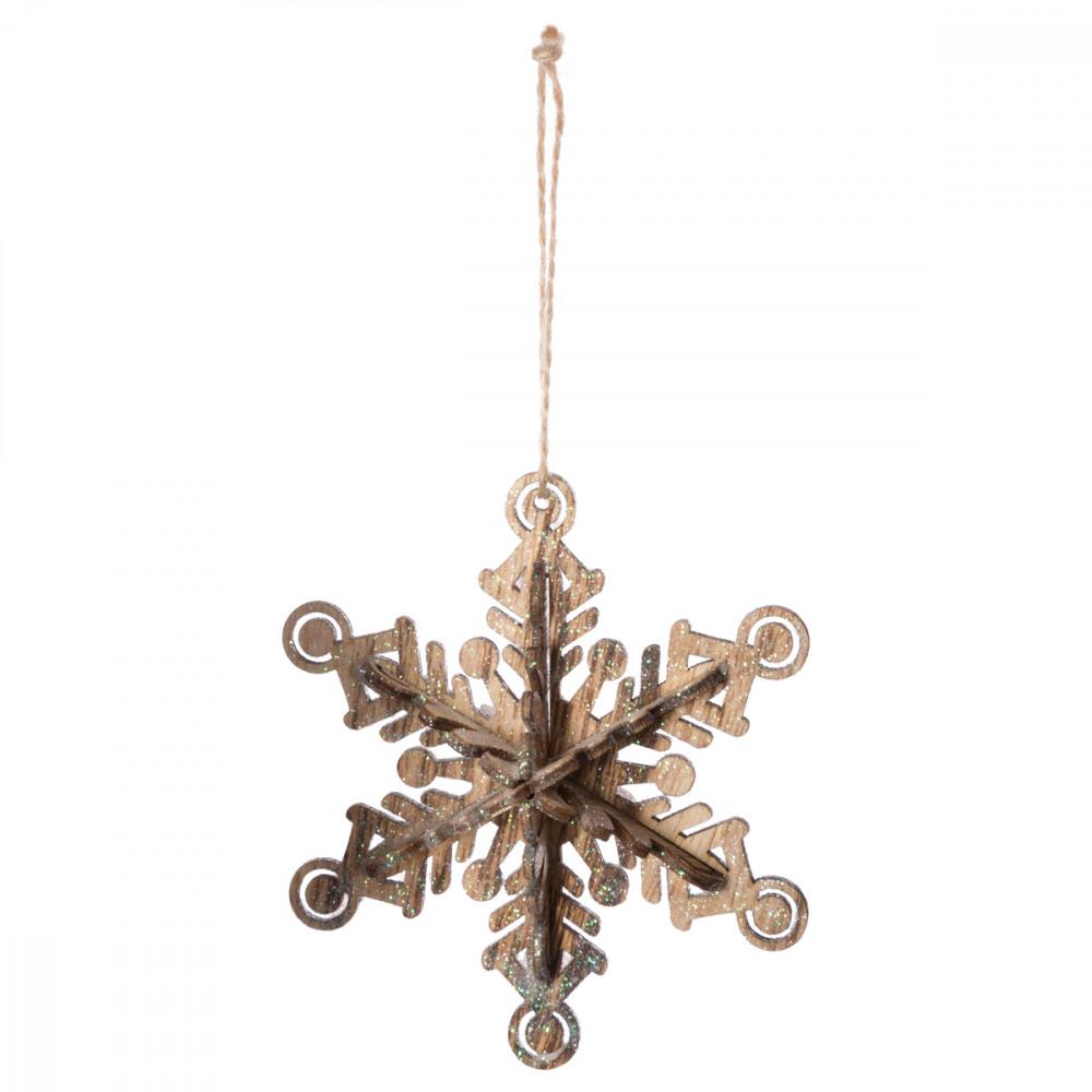 SUSPENSION FLOCON 3D EN BOIS
