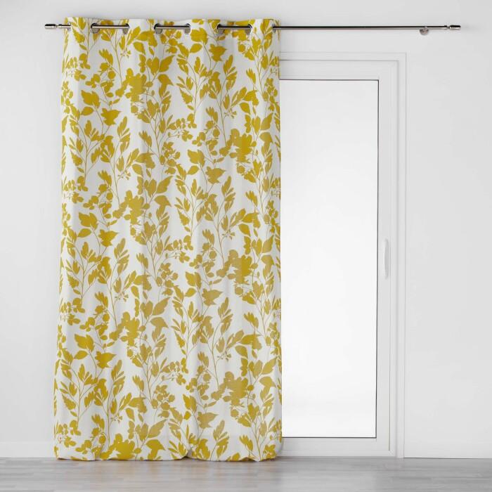 RIDEAU A OEILLETS 140X240CM IMPRIME FICUSIA JAUNE