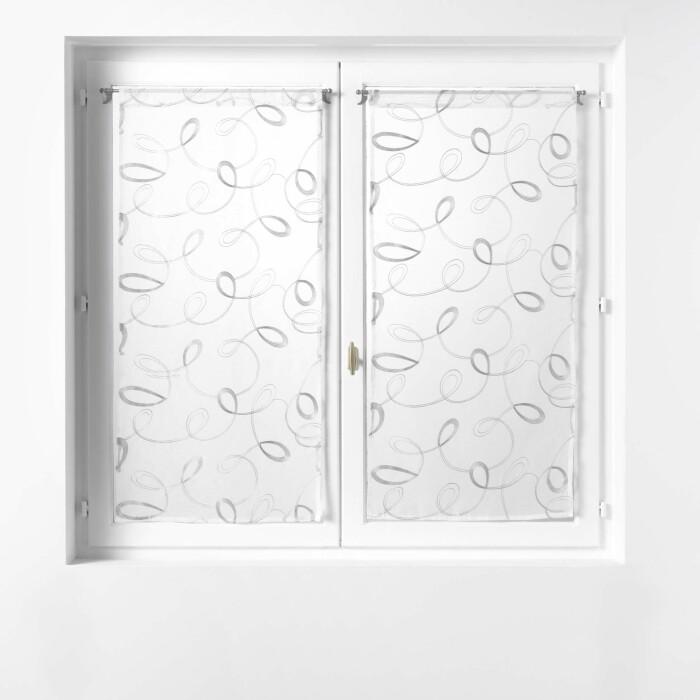 PAIRE DROITE PASSE TRINGLE 2X60X90CM BRODE HOOPS GRIS