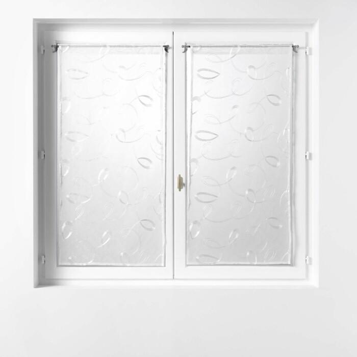 PAIRE DROITE PASSE TRINGLE 2X60X160CM BRODE HOOPS BLANC