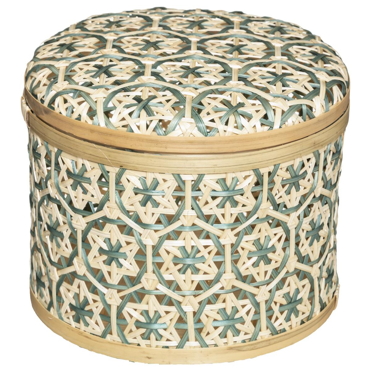 PANIER BOITE FOLK BLEU D.20X17CM