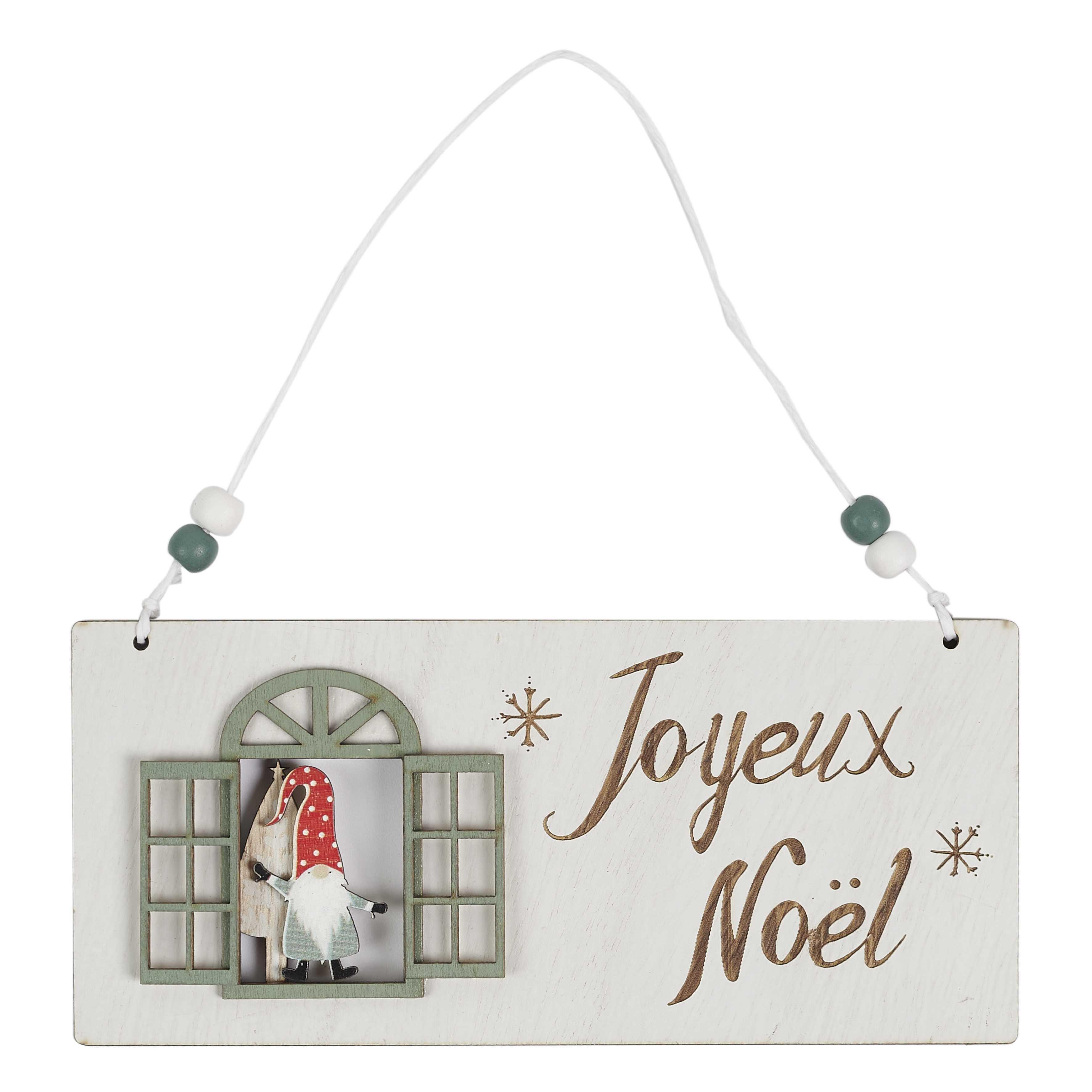 SUSPENSION PANCARTE NOEL AVEC FENETRE 20X9CM