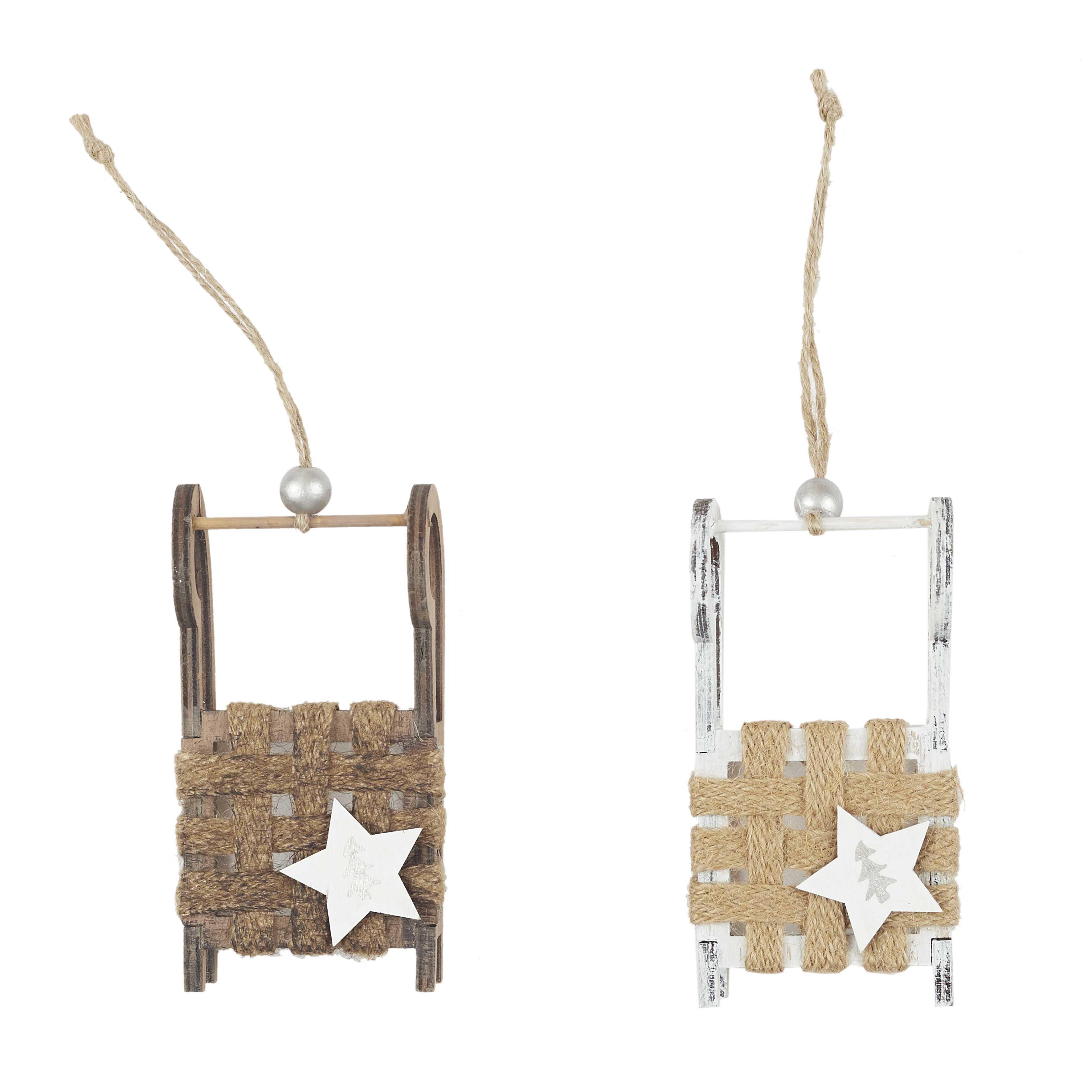 SUSPENSION LUGE AVEC DECORS CORDE ET ETOILE 6X3CM