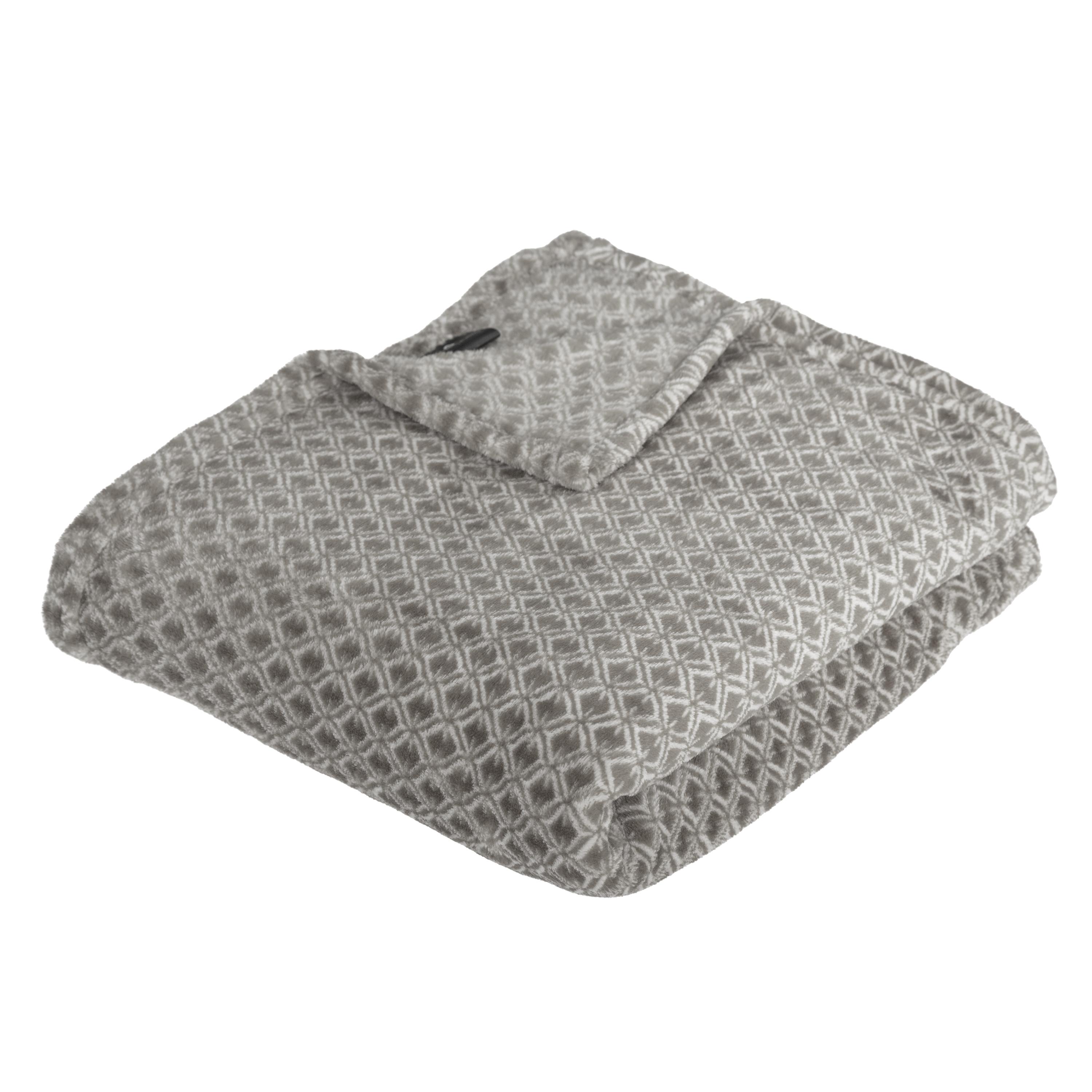 PLAID FLANELLE IMPRIME OTTO GRIS 125X150CM