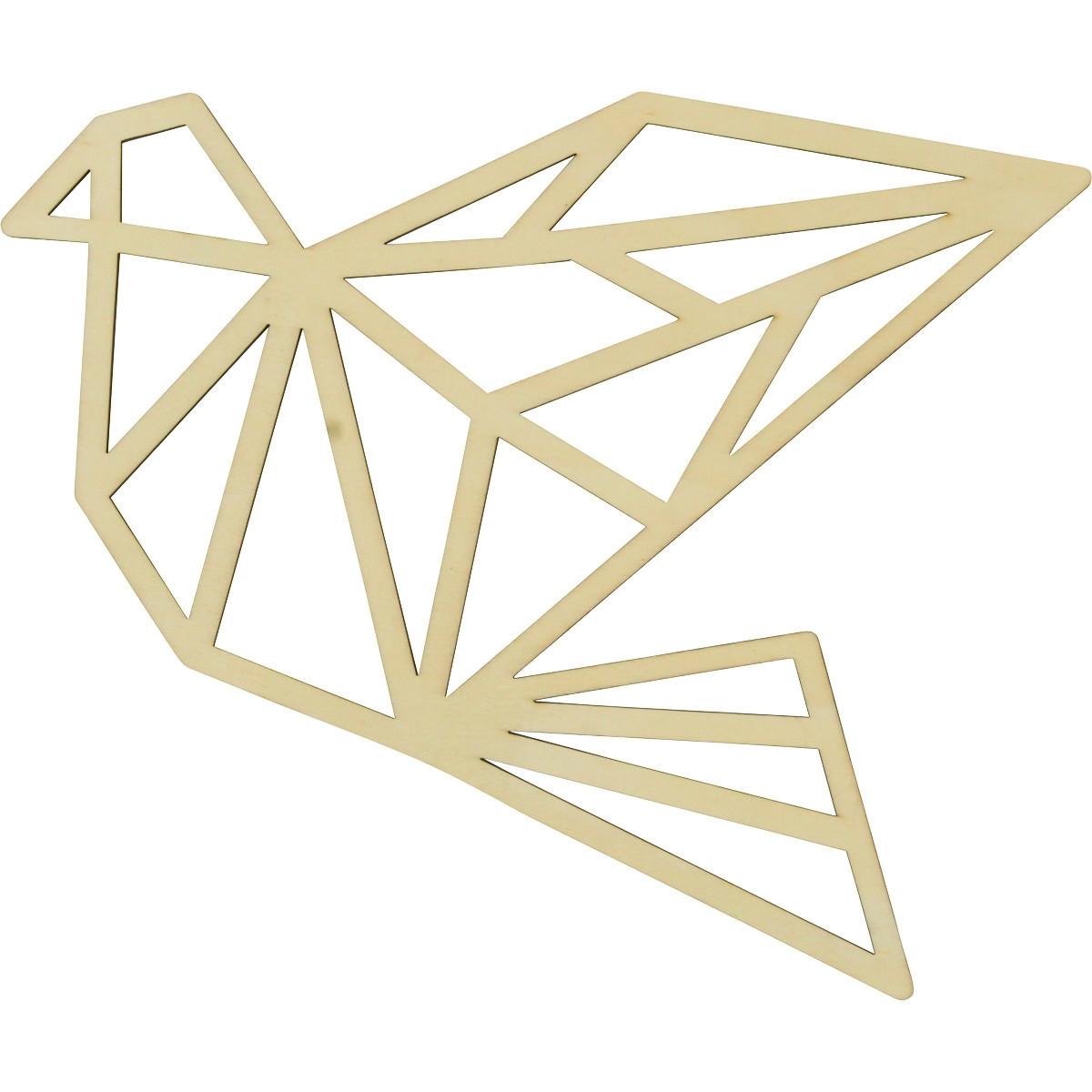 OISEAU DECO ORIGAMI. EN BOIS. 25.8 X 20 X 0.20CM