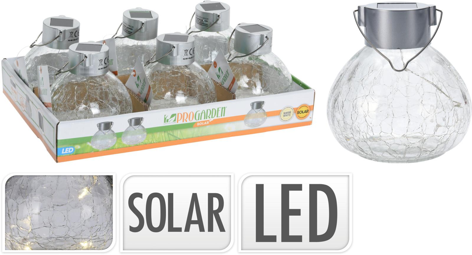 LAMPE SOLAIRE ROND AVEC 5 MICROLED BLANC CHAUD D.11X11.5CM