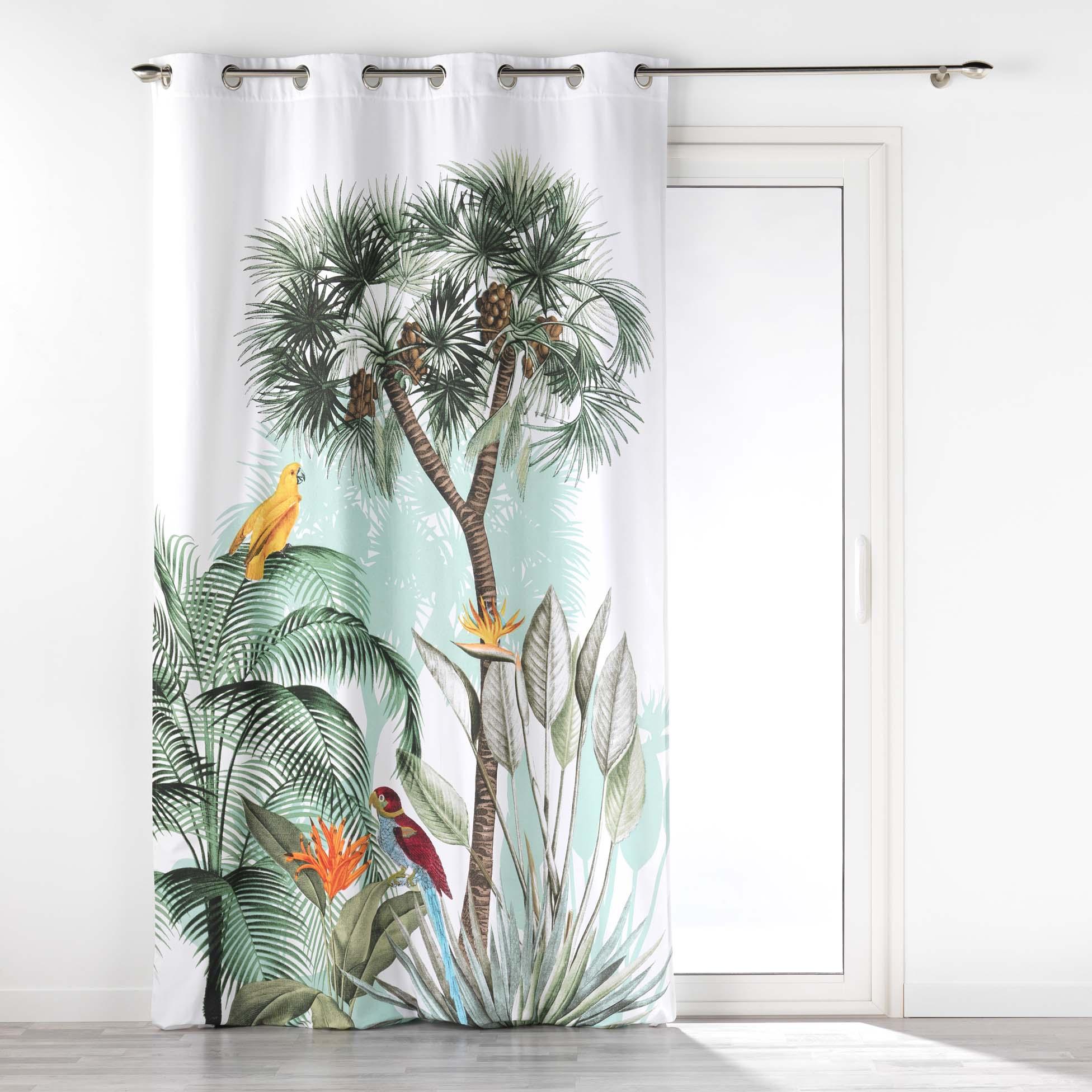 RIDEAU OEILLETS 140X260CM COTON IMPRIME COCO PARADISE