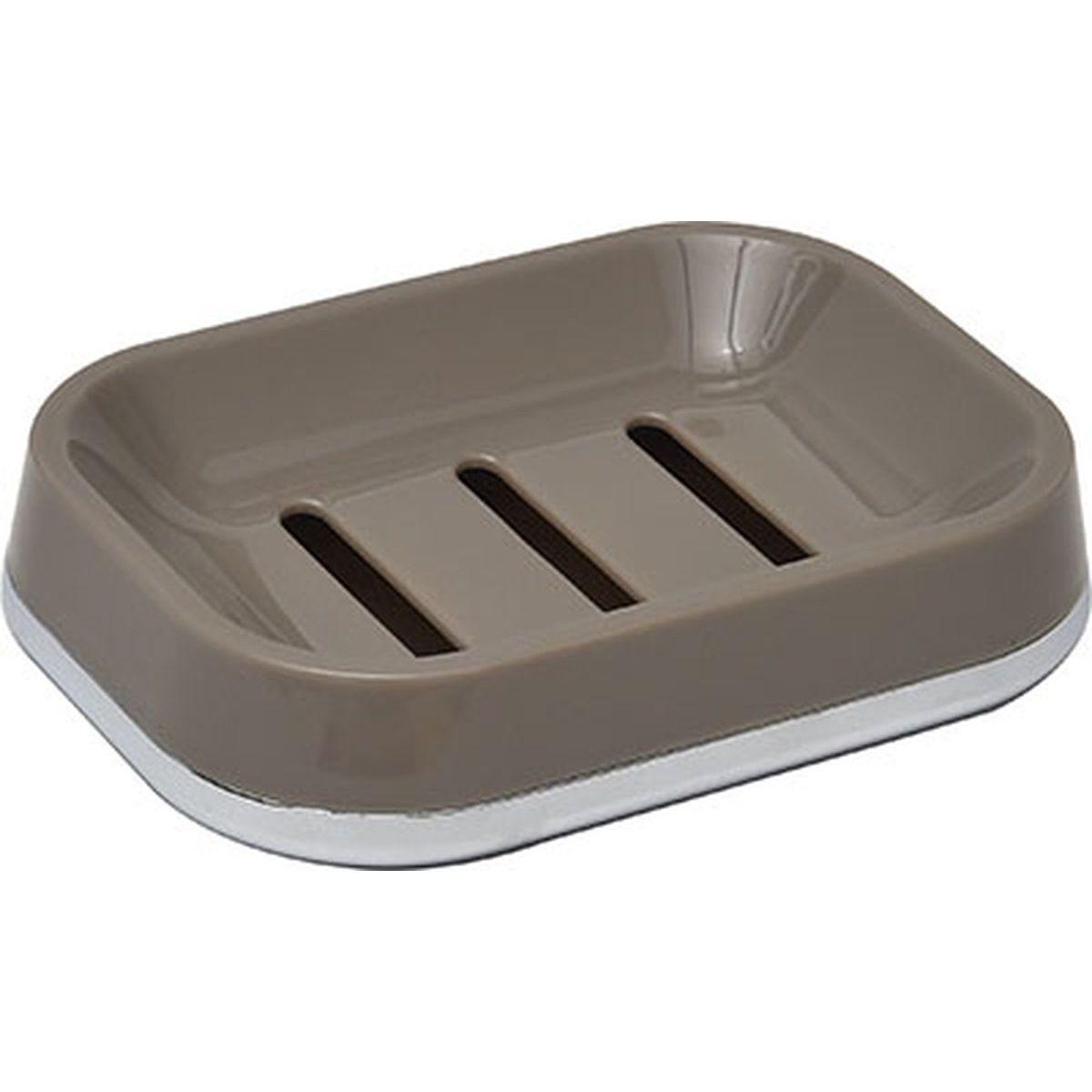 PORTE SAVON RECTANGLE BASE CHROMEE TAUPE