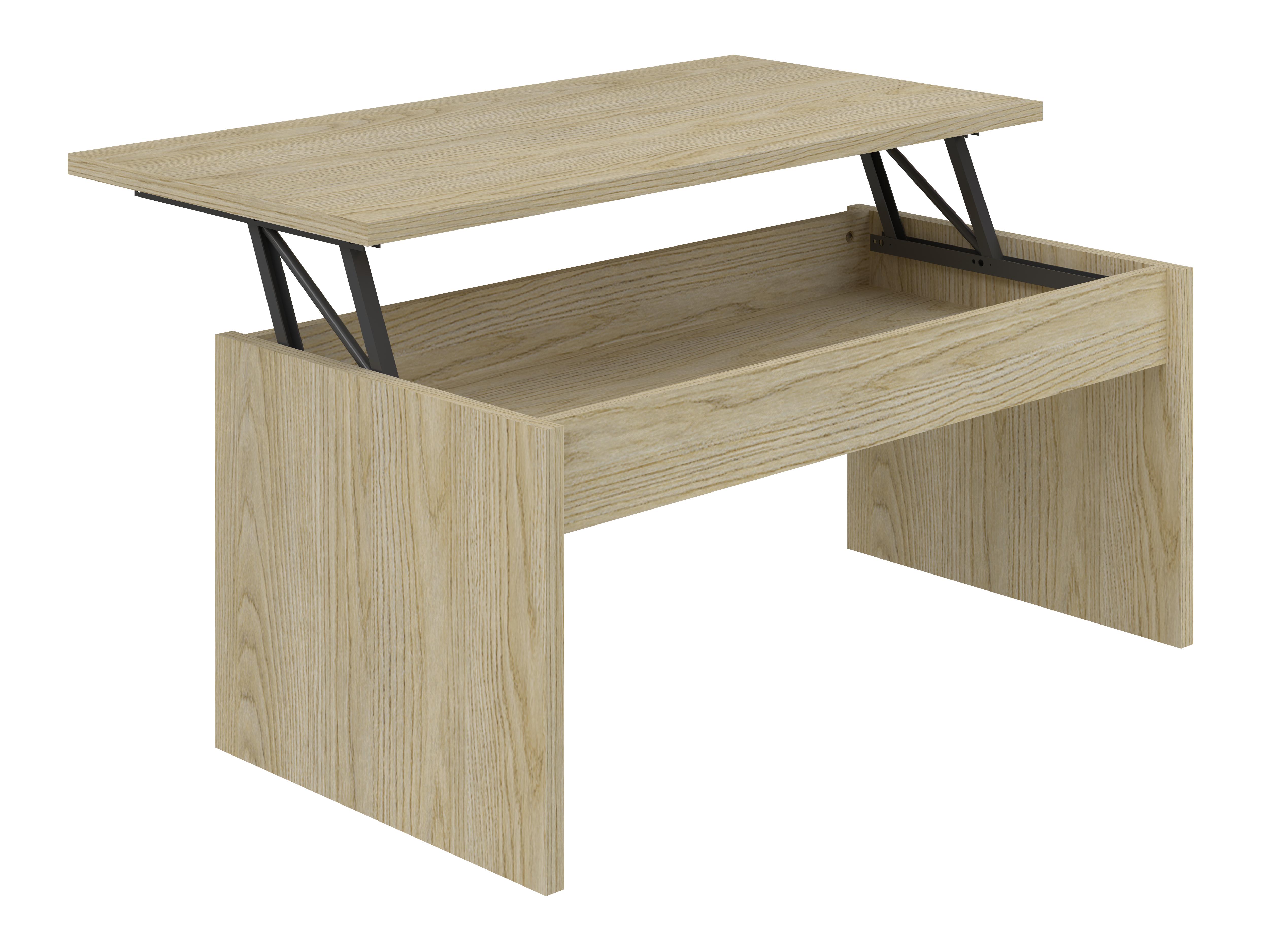 TABLE AVEC PLATEAU RELEVABLE MELAMINE BOIS CLAIRE