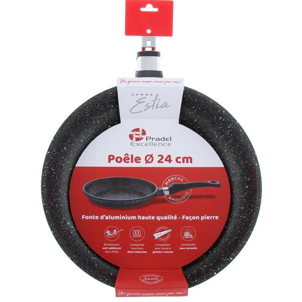 ESTIA POELE 24CM FACON PIERRE SANS MANCHE