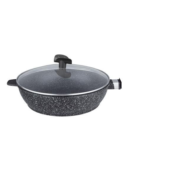 ESTIA SAUTEUSE 24CM FACON PIERRE AVEC COUVERCLE VERRE