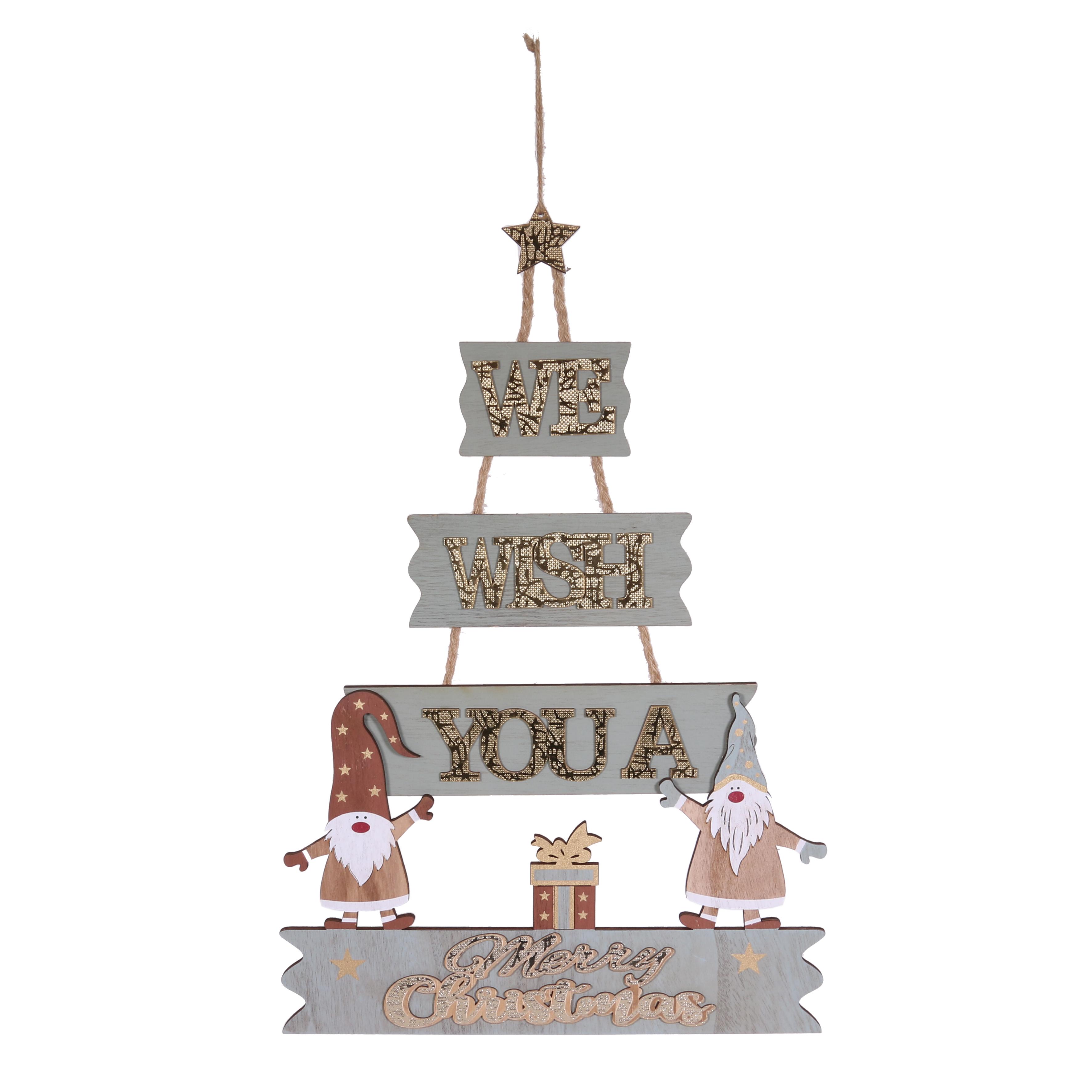 SUSPENSION PANCARTE MERRY CHRISTMAS VERT ET DORE