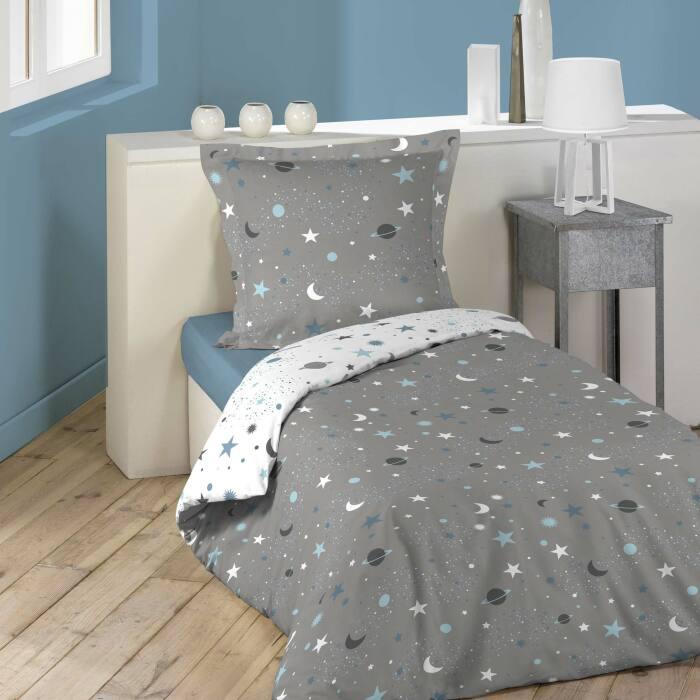 PARURE 140 X 200 CM PHOSPHORESCENT FLUO NIGHT GRIS