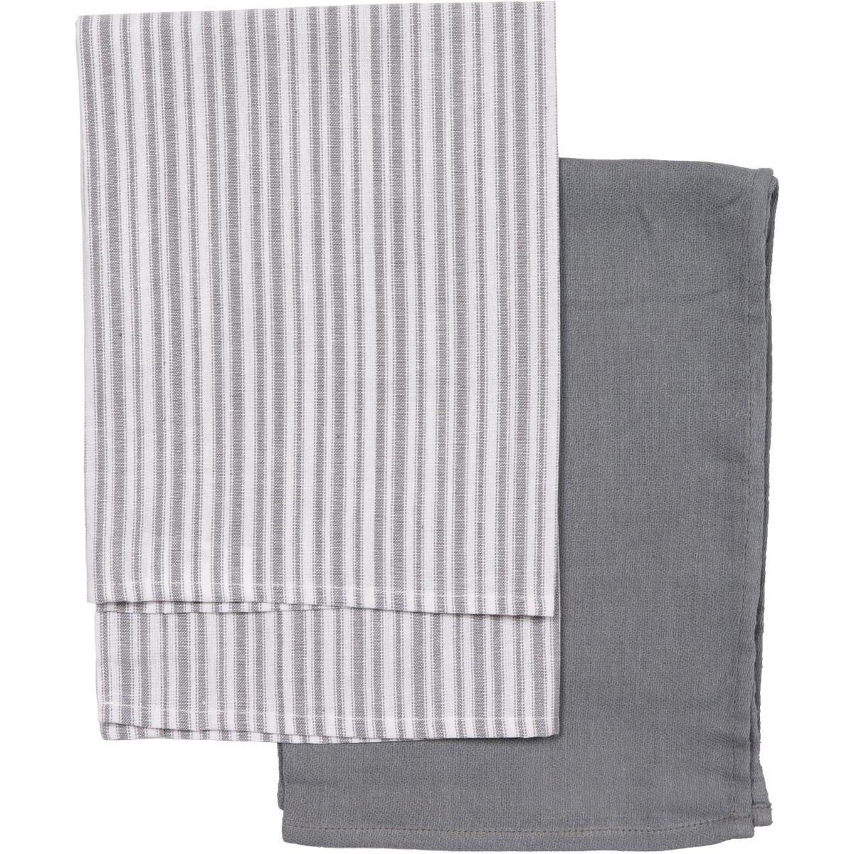 SET 2 TORCHONS ROULES 45X65CM COTON GRIS