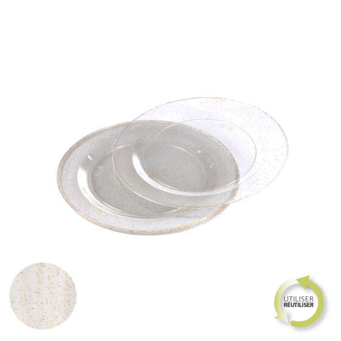SET 6 ASSIETTES PAILLETTE OR D.18CM