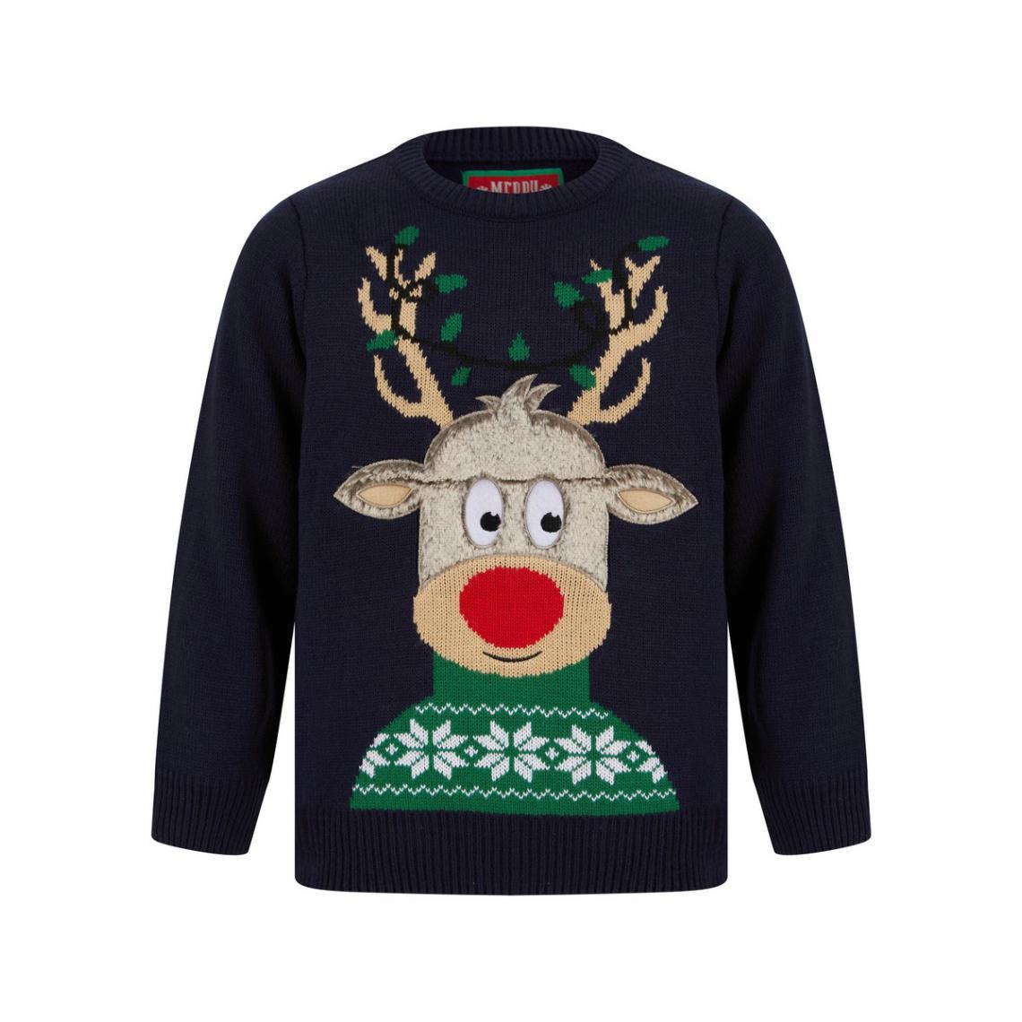 PULL NOEL ENFANT MERRY CHRISTMAS CERF