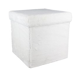 POUF PLIABLE IMITATION FOURRURE BLANC