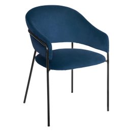 FAUTEUIL DINER VELOURS SIRON BLEU