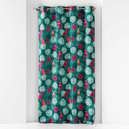 RIDEAU A OEILLETS 140X260CM IMPRIME CARACAS BLEU