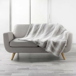 PLAID 125 X 150CM IMITATION FOURRURE COUGAR GRIS