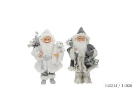 PERE NOEL 25X15X40CM BLANC ARGENTE ET GRIS BLANC
