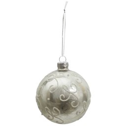 BOULE NOEL VERRE ARGENTE ET BLANCHE 8CM