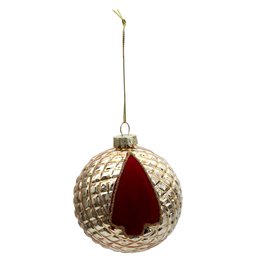 BOULE NOEL VERRE GAUFFRE SAPIN ROUGE 8CM