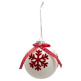 BOULE NOEL VERRE FLOCON ROUGE 8CM