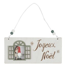 SUSPENSION PANCARTE NOEL AVEC FENETRE 20X9CM