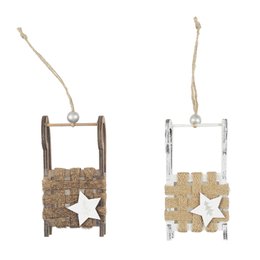 SUSPENSION LUGE AVEC DECORS CORDE ET ETOILE 6X3CM