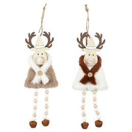 SUSPENSION RENNE DE NOEL IMITATION FOURRURE