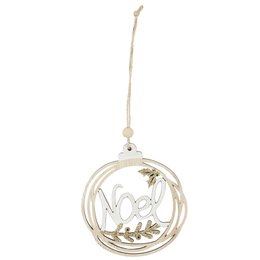 SUSPENSION AJOUREE NOEL BOIS ET BLANC