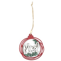 SUSPENSION AJOUREE NOEL BOIS ROUGE ET VERT