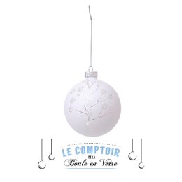 BOULE VERRE 7CM BRANCHE PAILLETEE