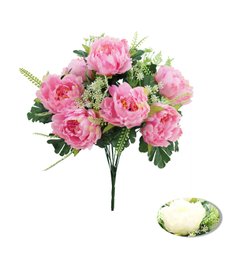 BOUQUET PIVOINES ET FEUILLAGES H.50CM COULEURS ASSORTIES