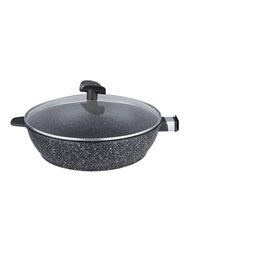 ESTIA SAUTEUSE 24CM FACON PIERRE AVEC COUVERCLE VERRE