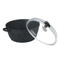 ESTIA FAITOUT 24CM FACON PIERRE AVEC COUVERCLE VERRE