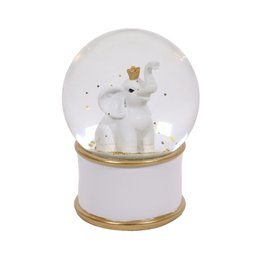 BOULE NEIGE BLANC ET DOREE ELEPHANT D.10CM