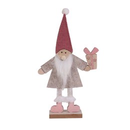 PERE NOEL A POSER CADEAU CHAPEAU ROSE H.23CM