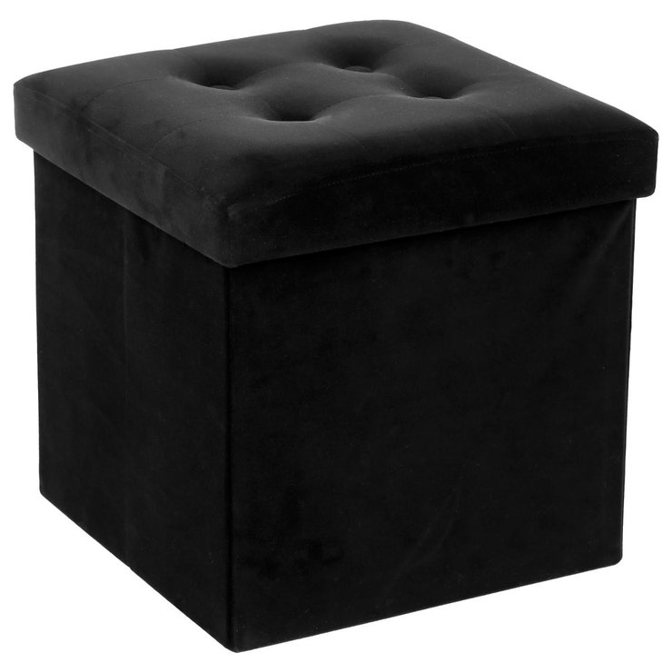 POUF PLIABLE VELOURS NOIR LYSANDRE