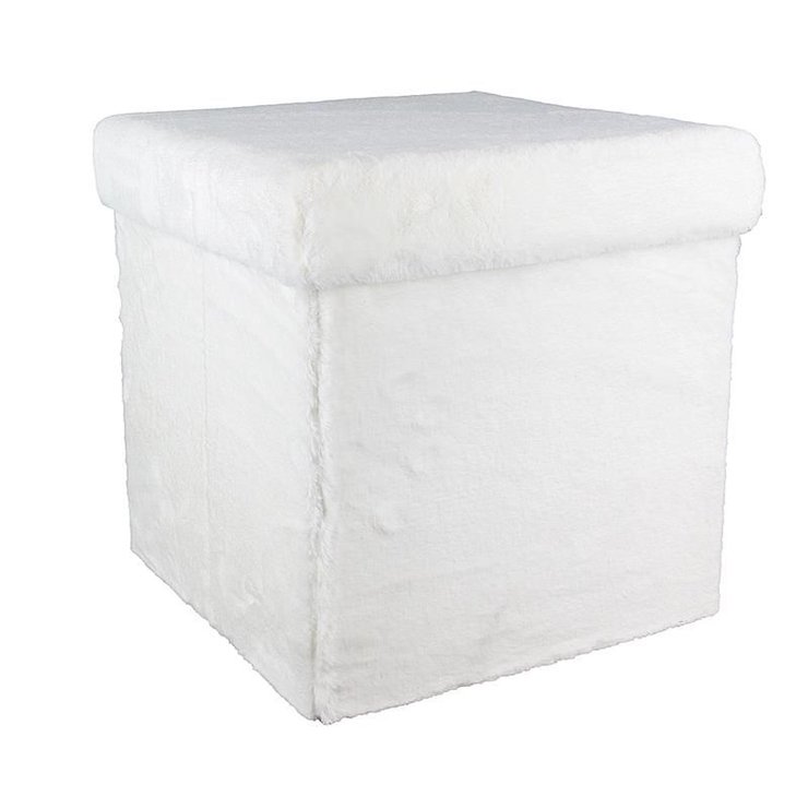 POUF PLIABLE IMITATION FOURRURE BLANC