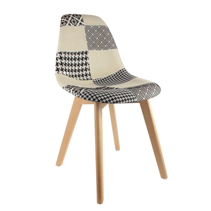 CHAISE SCANDINAVE PATCHWORK NOIR BLANC