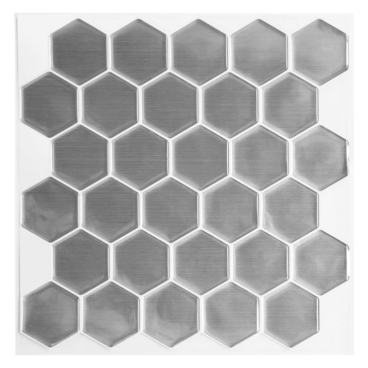 STICKERS CARREAUX 12 HEXAGONES INOX X2PCS