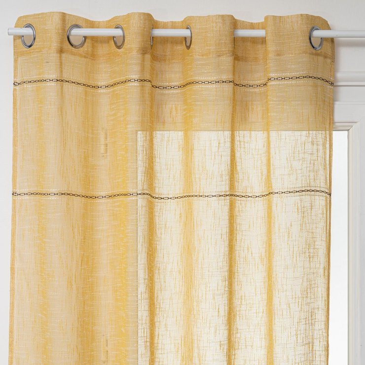 VOILAGE INDI A OEILLETS JAUNE OCRE 140X240CM