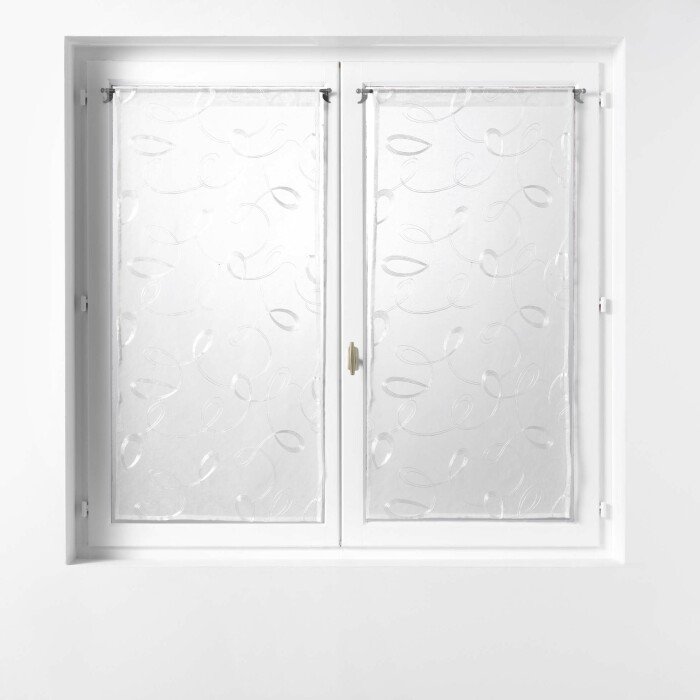 PAIRE DROITE PASSE TRINGLE 2X60X160CM BRODE HOOPS BLANC