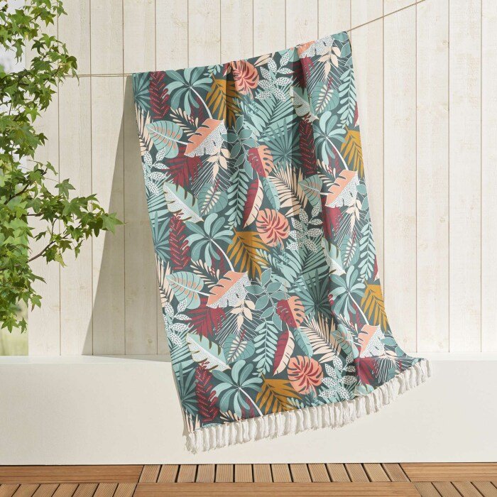 FOUTA A FRANGES 100 X 200 CM COTON IMPRIME JACALA