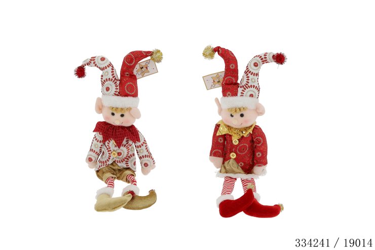 LUTIN 12X8X48CM ROUGE BLANC ET OR