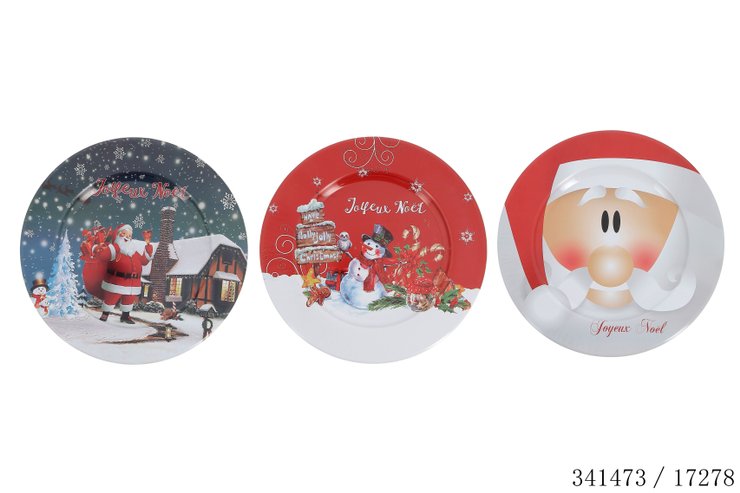 ASSIETTE METAL 33CM MOTIF NOEL