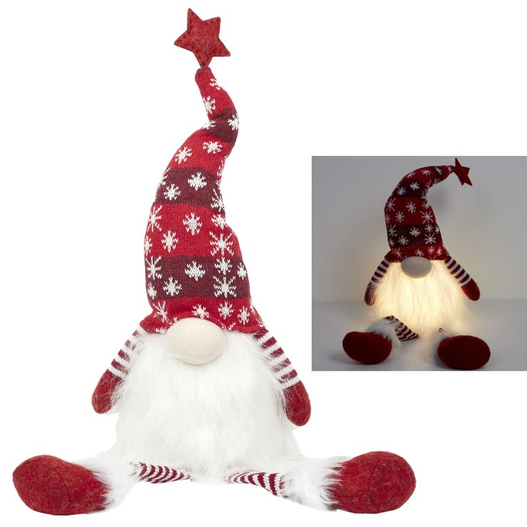 LUTIN ROUGE ASSIS LED H.76CM