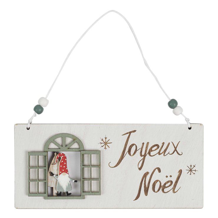 SUSPENSION PANCARTE NOEL AVEC FENETRE 20X9CM